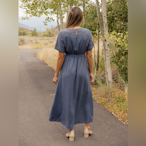 Roolee Taylor Jane Wrap Maxi Dress in Slate Blue - Picture 5 of 14